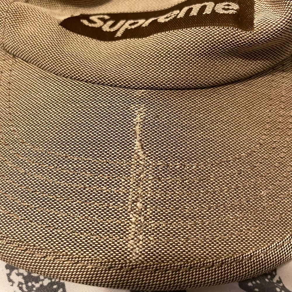 Supreme Jacquard Logo Camp 5 Panel Cap Tan - Picture 7 of 8